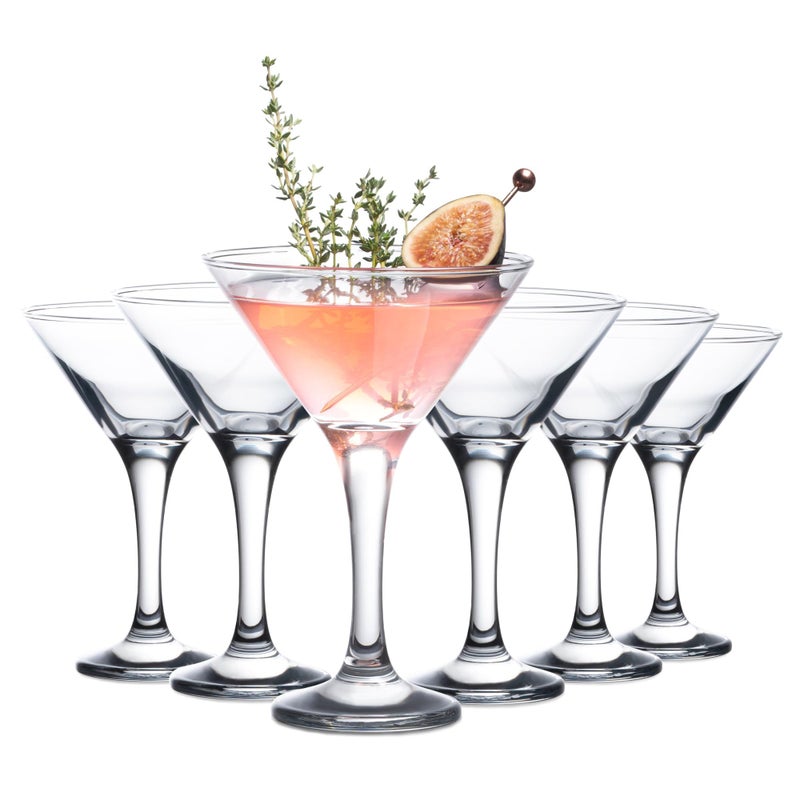 Vikko Martini Glasses Set of 6, 5.2 Ounce Cocktail Glasses with Stem, Elegant Cosmopolitan Glasses for Martinis and Cockatails, Dishwasher Safe, Durable Manhatten Glasses - Image 1